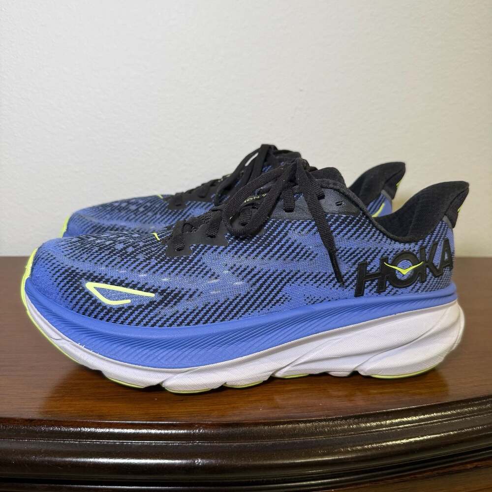 Hoka One One Clifton 9 Black Blue Running Shoes Women's Size 8B 1127895BCKS